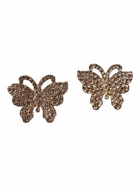 Sparkling Butterfly Crystal Stud Earrings in Gold